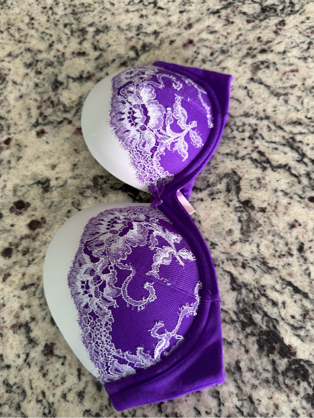 Victoria's Secret Purple Lace Push-Up Bra with White Embroidery size 34C - Picture 5 of 6